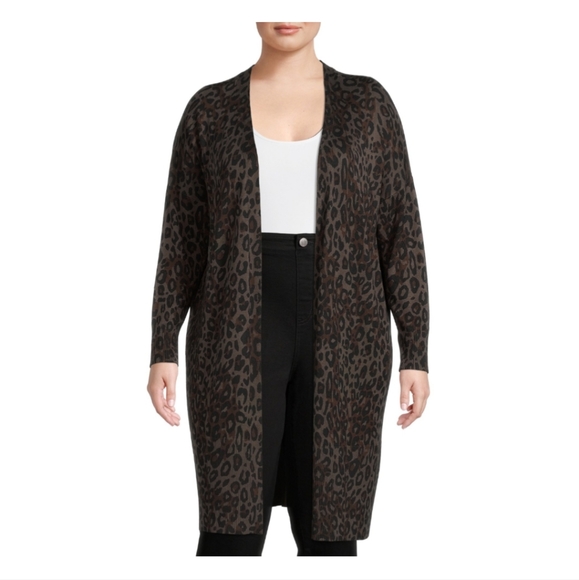 Terra & Sky Women's Plus Size Cardigan Camo Leopard - Picture 1 of 3